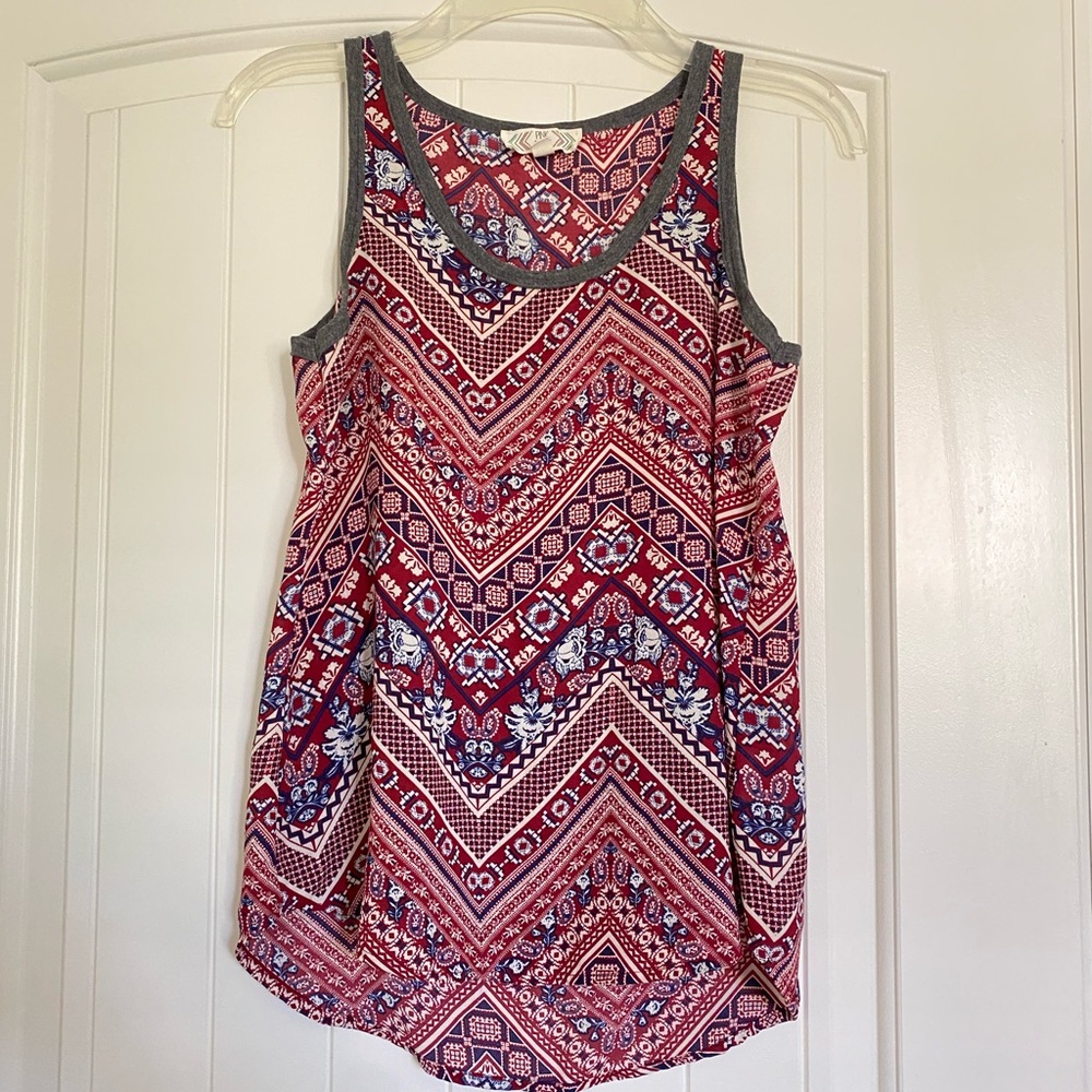 Red/Blue Patterned Tank Top - XS